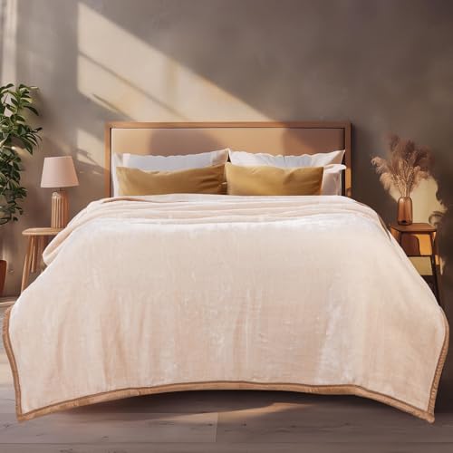 Image of ABRAZO Reversible Mink Blanket for Winter & AC | Double Bed 220x240 cm Soft & Warm Blanket /Dohar /Quilt /Comforter | All Season Use | (Mauve)