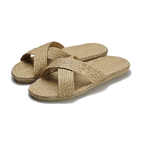 Linen Flax Suction Sweat Slippers，Cotton Flax House Sandals ,Soft-soled Women’s Cotton, Linen And Linen Slide Sandals With Arch Support，comfortable Home Shoes Indoor/outdoor Linen Slippers Indoor
