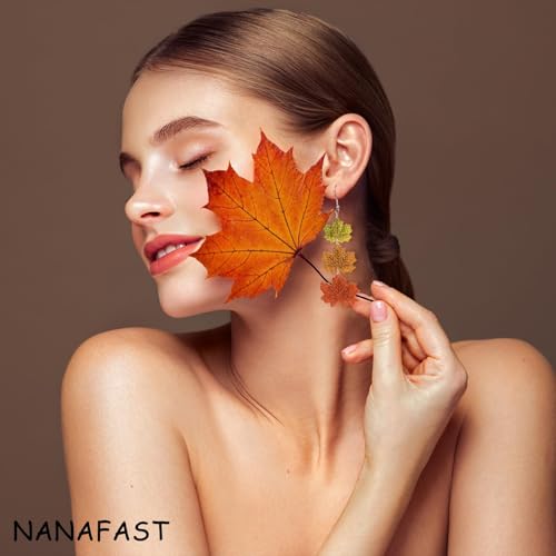 Nanafast Thanksgiving Fall Earrings for Women Maple Leaf Pumpkin Dangle Earrings Lightweight Acrylic Fall Gifts for Thanksgiving Party Autumn4
