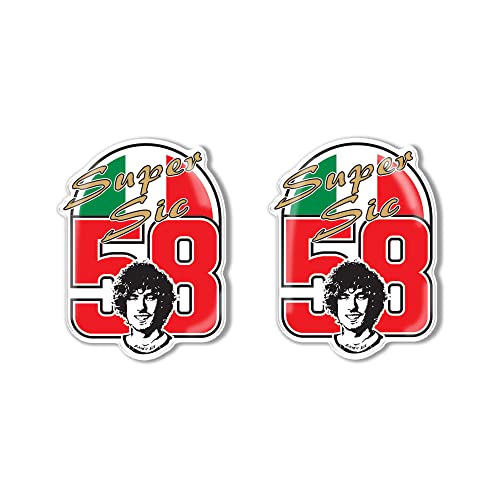 labelbike - 2 Exclusive Motorcycle Resin Stickers Marco SIMONCELLI Super SIC Tribute Tribute 58