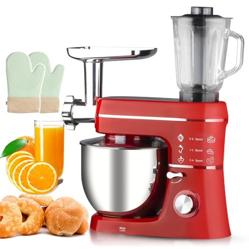 5 In 1 Stand Mixer, Fermenta-tion Electric Kitchen Mixer with 10L Bowl, 1400W 6 Speed Tilt-Head, Stainless Steel Bowl, Dough Hook, Beater, Whisk, Multifunctional Stand Mixer for Baking Mixing