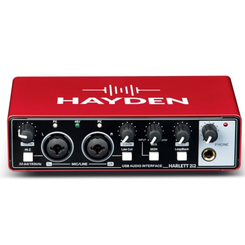 Image of HAYDEN HARLETT 2i2 3rd Gen USB Audio Interface, 2-In 2-Out Recording Sound Card, 32-Bit /192kHz, 48V Phantom Power, XLR /TRS Combo Inputs, Studio Audio for Guitar, Vocals, Podcast & Streaming