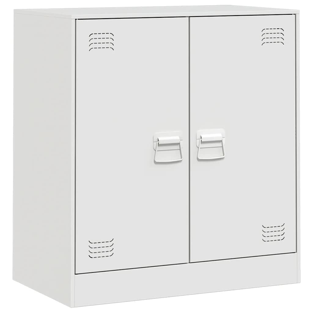 Credenza bianca, 67 x 39 x 73 cm, in metallo, con 2 ante