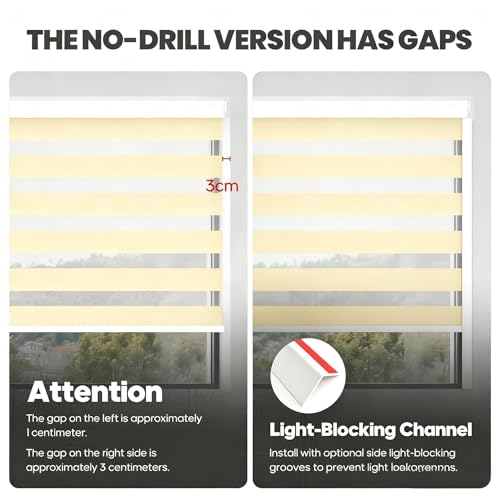 Image of No Drill Motorized Blinds with Remote,75% Blackout Electric Zebra Shades Light Filtering, Dual Layer Smart Automatic Zebra Blinds for Indoor Windows,Compatible with Alexa,Google,Beige,Custom Sizes