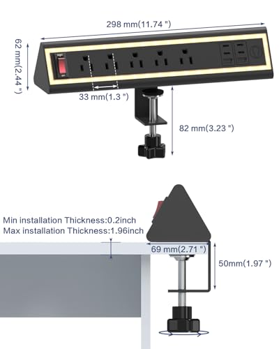 Bornier d'ordinateur multiprise de bureau avec charge rapide 40W et 5 sorties AC - 7