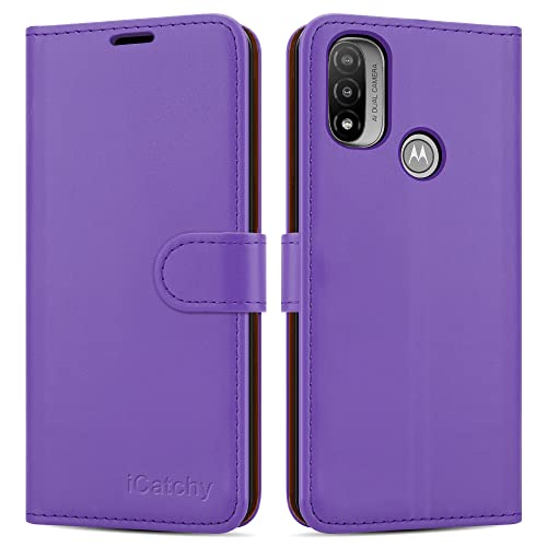iCatchy Funda para Motorola Moto E20 / E30 / E40 Funda de piel tipo libro con cierre magnético y ranuras para tarjetas (Lilac) Cover