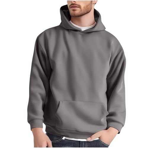 Mens Pullover Hoodies Fashion Long Sleeve Tops Casual Lightweight Hooded Sweatshirt with Pocket