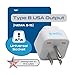 Ceptics Europe to US plug adapter, Type B USA Plug adapter compatible with plugs from Europe, India, and other countries - India to USA plug adapter is CE Certified & RoHS Compliant, White, 3 Pack