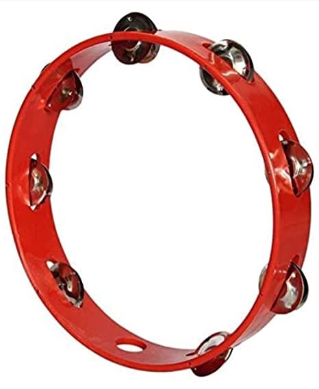 TAMBOURINE HAND TAAL PERCUSSION 12 INCH (RED)