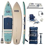 ISLE Switch 3.0 Inflatable Hybrid Kayak-Stand Up Paddle Board | 2in1 Kayak & Paddle Board Bundle, Incl. Seat, Paddle, Pump, Travel Bag, 11.6 x 35.5X 6 in - max. 425 lbs - Aqua/Navy