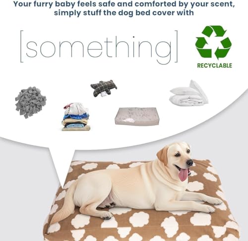 Image of Faux Fur Dog Bed Covers - Ultra Soft Rose Velvet, Removable & Washable, Cozy & Durable,Large Pet Bed Cover Only (No Filling) - Gray, (Z-Brown, 44 inch L x 32 inch W x 4.5 inch Th)