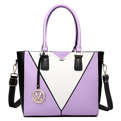 Miss Lulu Sac à main Sacoche à bandoulière en forme en V simili cuir - Violet - violet,