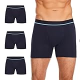 ShieldEase Washable Incontinence Boxer Briefs for Men - Cotton Urinary Leakproof Underwear with Fly, Enhanced Front & Rear Protection 150 ml Absorbency (3 Pack, Blue, L)
