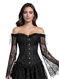 Zhitunemi Corset Tops For Women Renaissance: Womens Halloween Costume Corset Renaissance Fair - Historical Reenactment Events 6X-Large Black