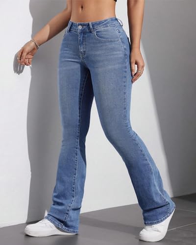 Women's Bell Bottom Jeans Low Waist Classic Stretch Flared Jeans Denim Bell Bottom Pants4
