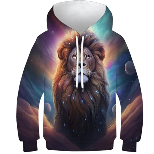 Hoodies Lion 3D enfant sweat imprimé animal avec grande poche ventrale