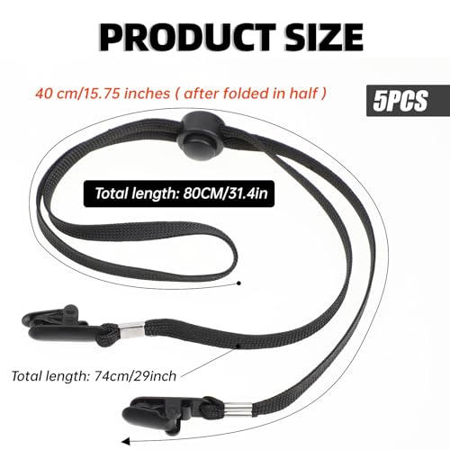 Molain 5 Stück Verstellbare Hutbandclips, Elastische Hüte Abnehmbares Kinnband, Winddichte Hutschnurclips Anti-Verlust-Mützenbandclips für Golfen Bootfahren Angeln Hut Outdoor(schwarz)
