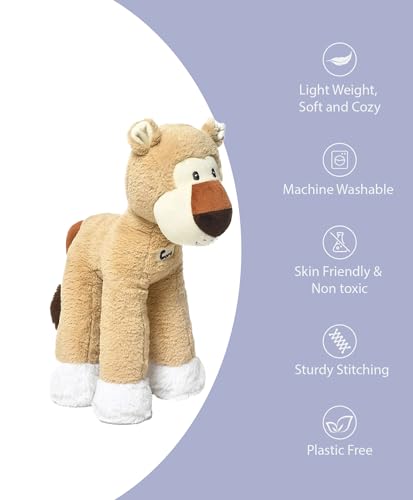 Image of Mi Arcus Lion Cub Soft Plush Toy Made with Tiger Fur Brown- Height 33 cm