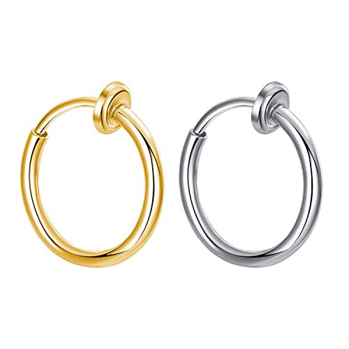 Image of Via Mazzini 316L Stainless Steel No-Tarnish No-Rusting 13mm Stylish Clip On Non Pierced Nose Ring For Women And Girls (2 PCS) (NR0126)