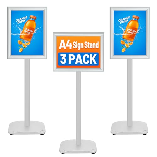 VAIIGO 3 Pack A4 Display Stand, Heavy Duty Floor Sign Holder, Weighted Base