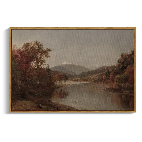 Image of ARPEOTCY Vintage Framed Canvas Wall Art, 24x36 Inch, Fall Landscape Large Wall Decor for Living Room, Vintage Scenery Painting for Bedroom, Framed Art Prints, for Office