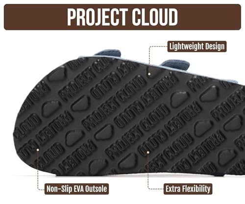 Image of Project Cloud Kids Sandals 100% Genuine Leather - Natural Cork Footbed Non-Slip Slides for Kids - Lightweight Boys & Girls Sandals - Water-Resistant Girls & Boys Sandals