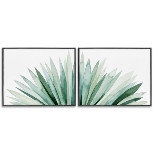 Lush Green Botanicals Grass Leaves, 11 x 14 Inch Framed Giclée Print Set