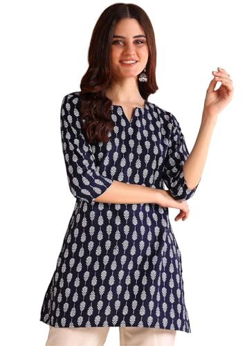 Image of Women's Short Kurti in Multicolor Rayon Cotton Blend | Ladies Ethnic Tunic | Office