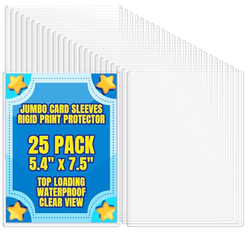 AKONEGE 25 Pack 5.4 x 7.5 Jumbo Card Sleeves Size L Clear Oversize Card Protector Top Loading Rigid Sheet Protectors for Protecting Photocard Photos MTG TCG Trading Sport Cards