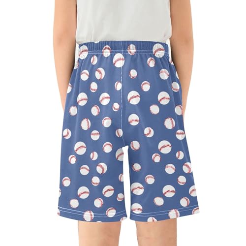 Cartoon Sleep Shorts, Navy Blue Baseball Pattern Pajama Shorts, Soft PJ Bottoms2