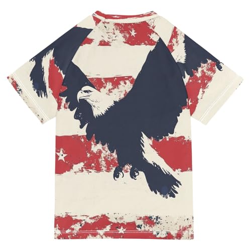 Boys Short Sleeve T-Shirts Eagle Grunge America Rashguard Kids Swim Shirts Sun UPF 50+ Multicoloured2