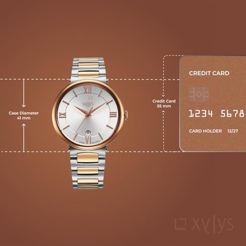 Image of Xylys Quartz Analog with Date Silver Dial Two Toned Stainless Steel Strap Watch for Men - 40067KM01E