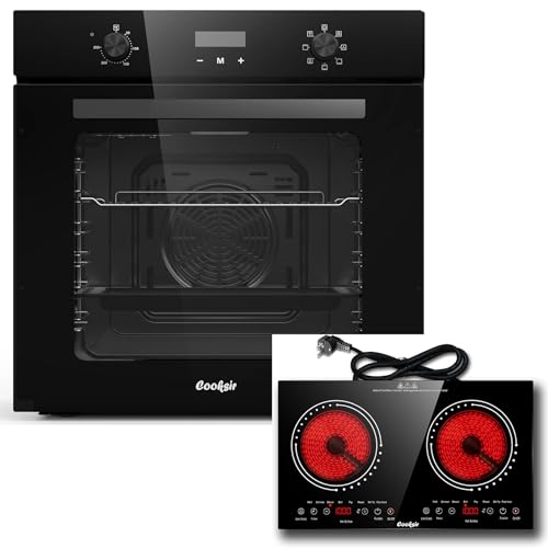 Four Encastrable 60CM Cooksir et Plaque Vitrocéramique 2 Feux avec Prise