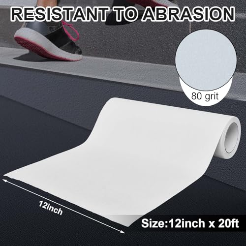 Image of Watersay 12 Inch X 20 ft Anti Slip Traction Tape Widen Waterproof Clear Non Skid Tape Durable Grip and Friction Stair Non Slip Strips Abrasive Adhesive for Stairs Steps Ramp Outdoor Indoor