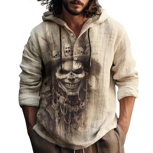 BOTCAM Sudadera con capucha de manga larga para Halloween con estampado 3D para hombre de neopreno, morado, S