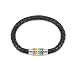 Black Braided Leather Bracelet with "Gay Pride" Magnetic Rainbow Striped Closure 8" inches