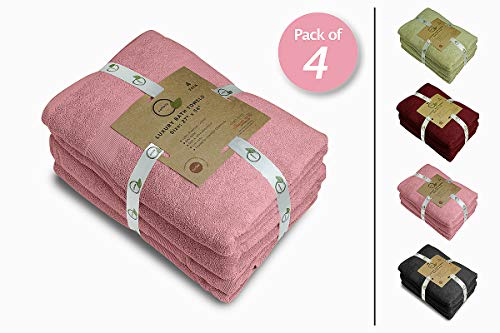 Softolle 100% Cotton Luxury Bath Towels - 600 Gsm Cotton Towels For Bathroom - Set Of 4 Bath Towel - Eco-Friendly, Super Soft, Highly Absorbent Bath Towel - Oeko-Tex Certified - 27 X 54 Inches (Pink) #TOP1
