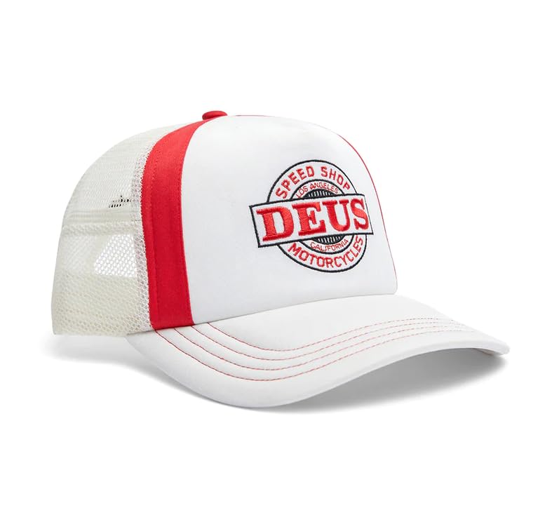 Casquette Trucker Deus Hot Streaks Blanc Homme et Femme Style Vintage