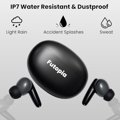 Image of Futopia Wireless Groove Bluetooth Earbuds v5.4 with Charging Case | 10mm HD Sound Drivers | Type-C Fast Charging | 4-5H Playtime | 10-15M Range | Lightweight in-Ear Headphones- Black