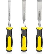 Hurricane 3 Piece Wood Chisel Set, Cr-V Construction for Woodworking Carving, Ergonomic TyreGrip ...
