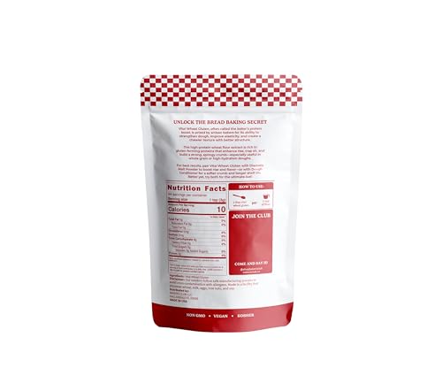 Image of Bakers Club Artisan Vital Wheat Gluten 10oz - Bread Flour Enhancer, High Protein, Seitan Flour, Low Carb, Vegan, Non GMO Gluten Powder - Made in USA