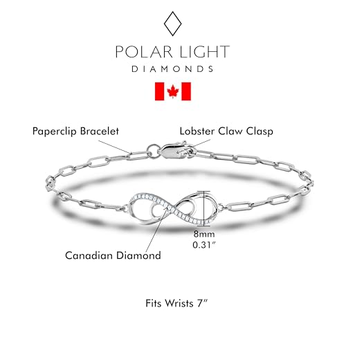 Image of Polar Light Signature Canadian Diamond Charm Bracelet in .925 Sterling Silver - Choice of Rolo or Paperclip Style Chain