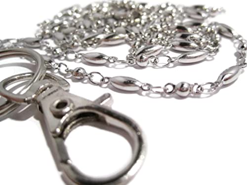 ATLanyards Long Oval and Ball Chain Lanyard - Stainless Steel Badge Holder