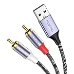 MOSWAG USB to RCA Audio Cable, USB 2.0 Male to 2 RCA Male Stereo Audio Cable Converter, Nylon Braided usb to rca Adapter for PC, Laptop, DVD Player, Speaker, Power Amplifier 3.28FT/1Meter