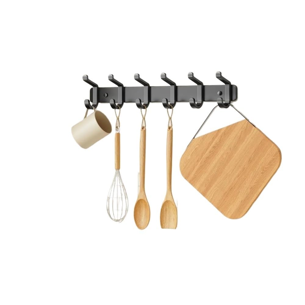Hgniang Metal Wall Mount Coat Hook Rack with 6 Hooks, Multi Use Hanger for Closet, Entryway, Mudroom Bedroom Doors