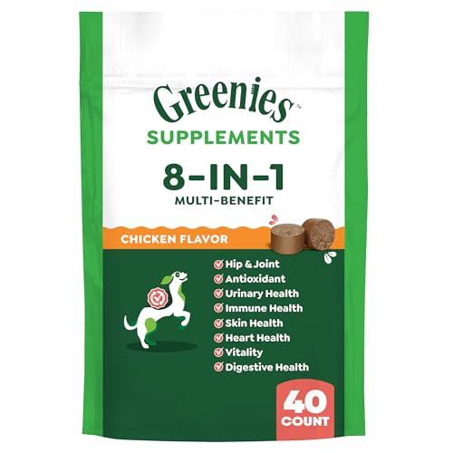 Greenies Dog Supplements 8-in-1 Multi-Benefit Chicken Flavor, 7.76 oz. Pouch, 40 Count