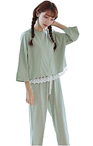 最安値 スプリングスワロー Spsw レディース ガール 長袖 パジャマ ゆったり かわいい レース付き 夏用 可愛い ズボン セクシー 上下セット 婦人 部屋着 リラックス ポケット 若草色 Lの価格比較