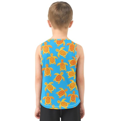 J JOYSAY Cartoon Turtle Golden Boys Tank Top Sleeveless Muscle Shirts Quick Dry Kids T-Shirts 3-15T3
