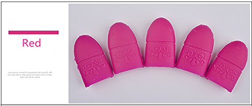 PhantomSky 10 Stücke Umweltschutz Silikon Nagel Kunst Einfache Funktion Abkürzung Tränken Weg Cap UV Gel Nagellackentferner Wrap Nagel Werkzeug (Rot) Cover