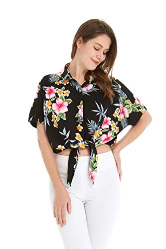 Image of Family Matching Hawaiian Clothes, Hibiscus Black | Black Hibiscus Print • Soft Rayon Fabric • Family Matching Outfits • Vacation Ready • Luau Party Wear